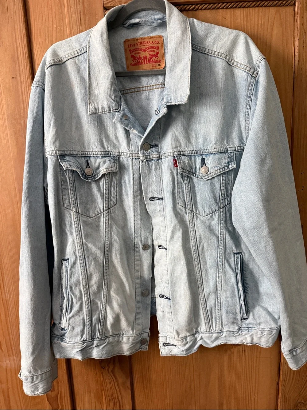 Levi's Light Wash Denim Trucker Jacket in Pale Blue - Picture 2 of 9